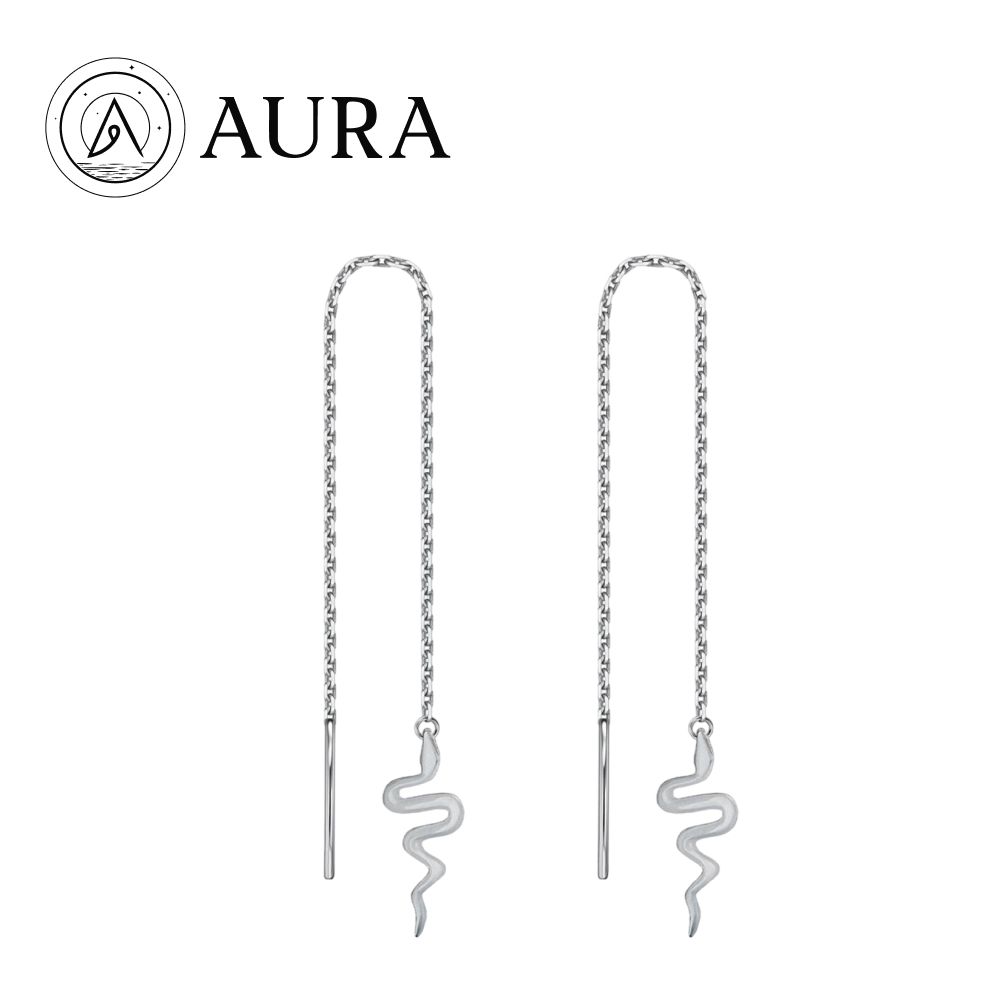 Серьгипротяжкисеребро925,змея,AURA