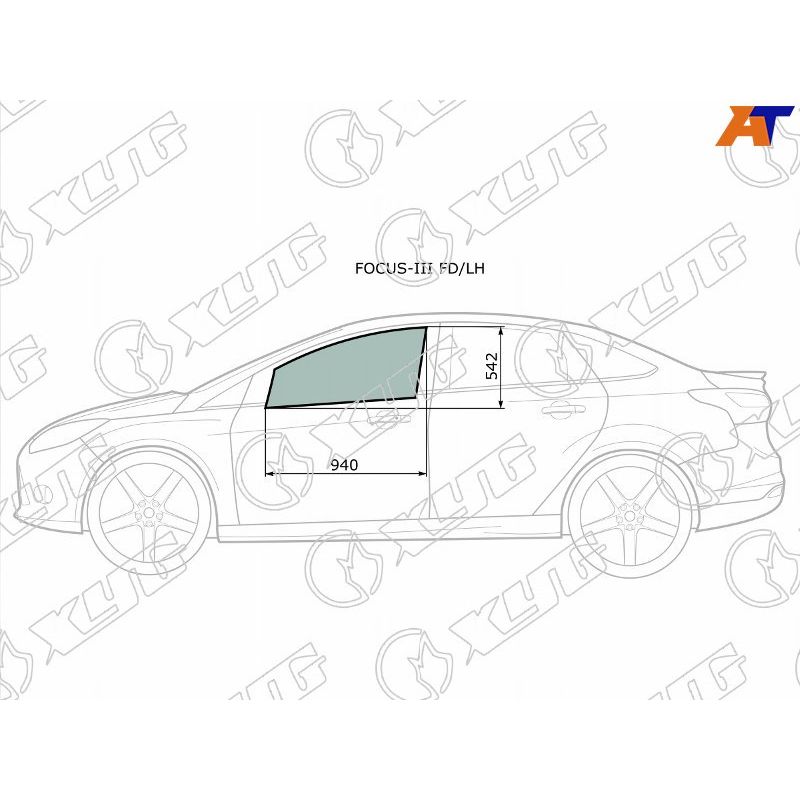 Стекло двери передней левой для Форд Фокус 3 2011-2015, Ford Focus 3 стекло двери передней левой XYG FOCUS-III FD/LH