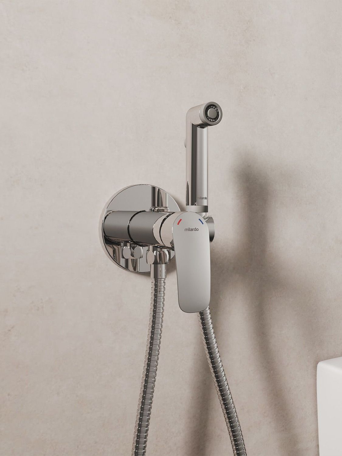 Фото товара на маркетплейсе ozon Гигиенический душ со смесителем, Milardo, глянцевый хром, Rora, RORSBR0M08