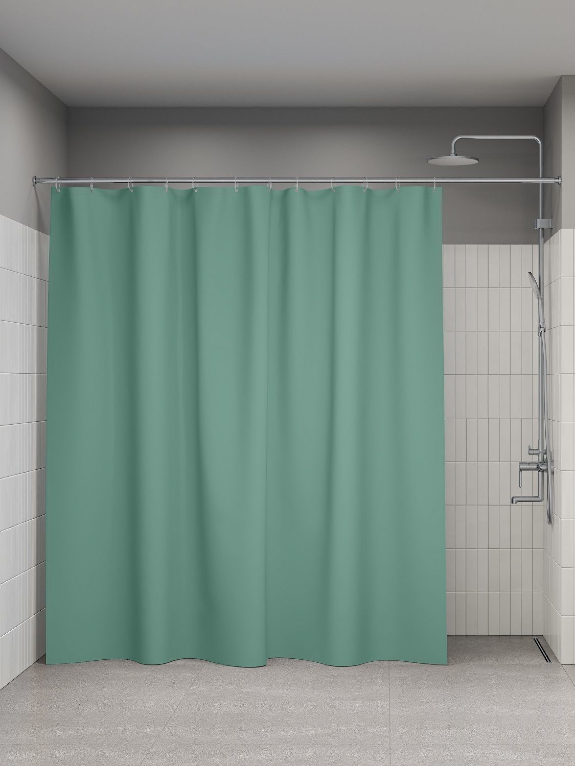 Фото товара на маркетплейсе ozon Штора для ванной комнаты и душа IDDIS, 240x200 см, тканевая, водонепроницаемая, полиэстер, с кольцами, BL05P24i11