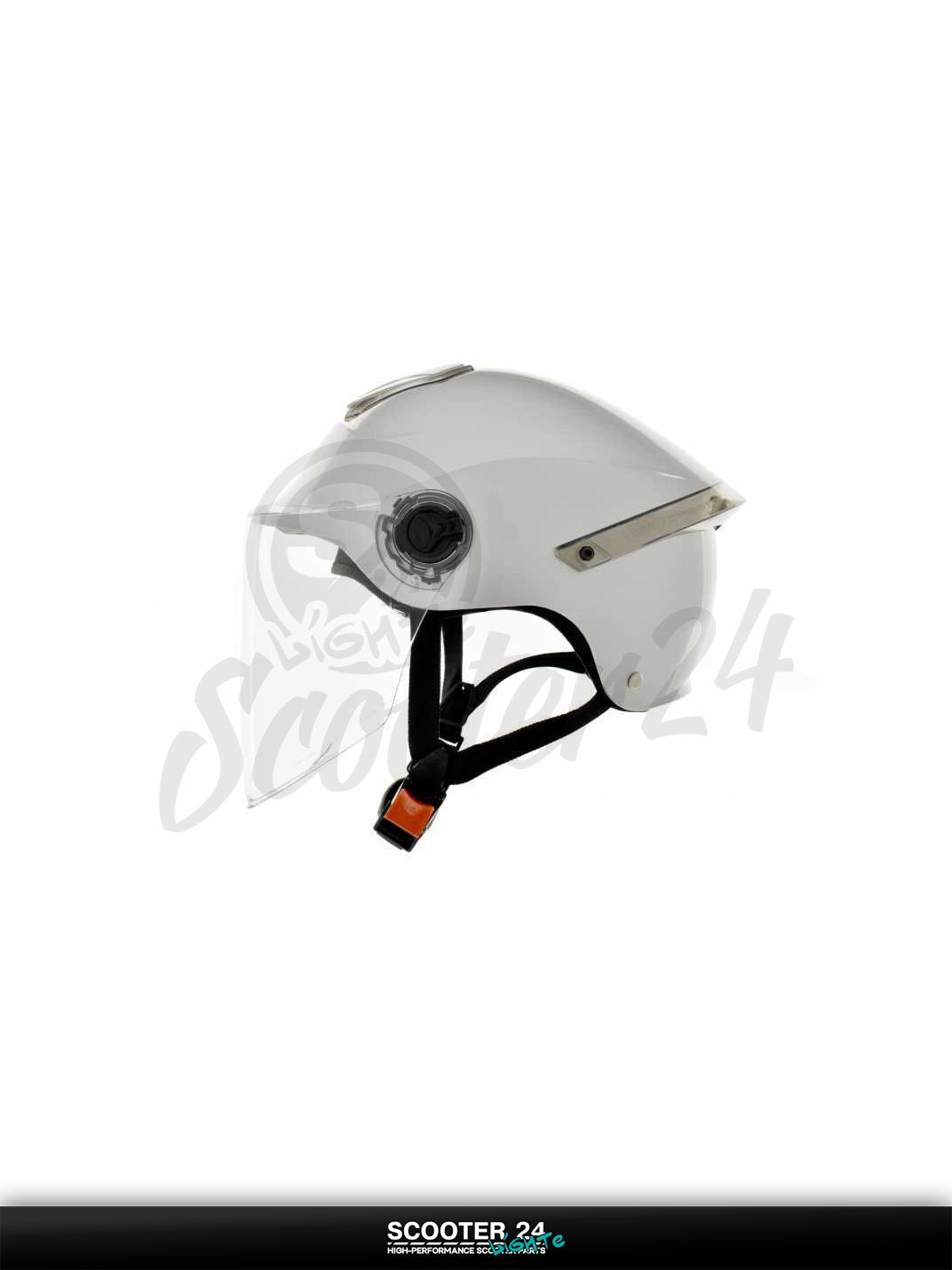 Мотошлем открытый ( вело/самокат) "DAVID" (#S307, светло-серый глянцевый, регулятор размера, на мотоцикл / мопед и скутер