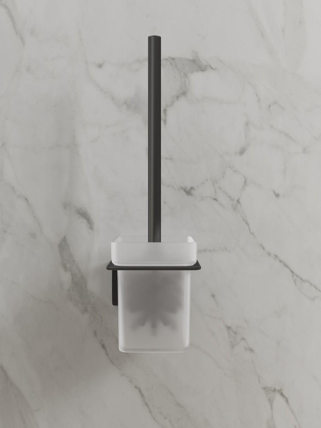 Фото товара на маркетплейсе ozon Ершик для унитаза IDDIS, настенный, черный, матовое стекло, сплав металлов, Slide, SLIBSG0i47