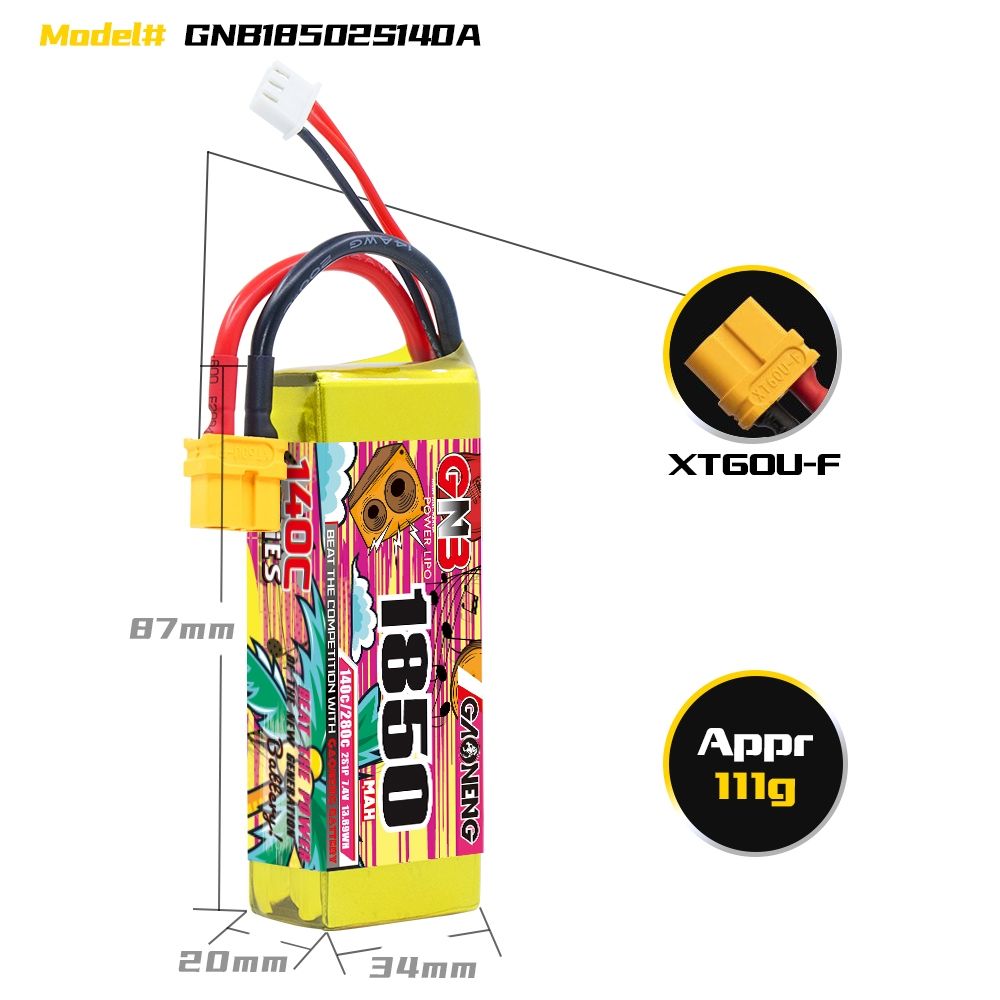 Gaoneng GNB 2S 7.4V 1850mAh 140C Lipo battery