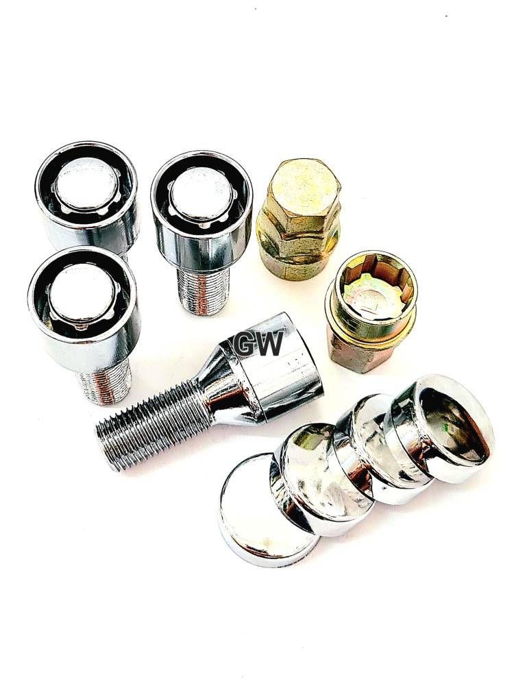 Секретки для колес болты М14х1.5 L28 мм (4 секретки +2 ключа) 2