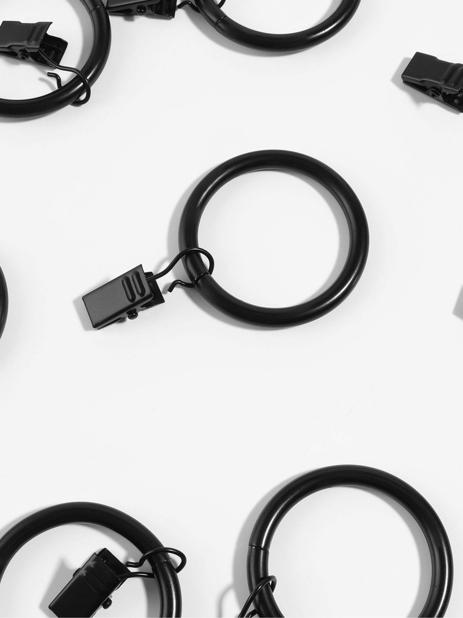 Кольцо для карниза, с зажимом, диаметр 30/38 мм, 10 шт, в блистере, цвет чёрный