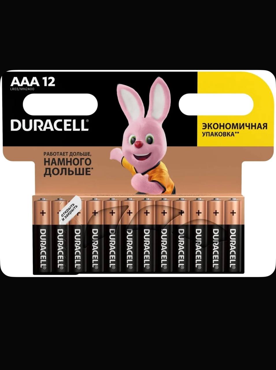 DuracellБатарейкаAAA,L(щелочной)тип,2400мА•ч,1,5В,12шт