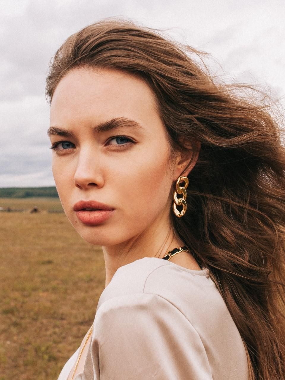 Серьги женские бижутерия "Цепь" плоские звенья, цвет золотистый