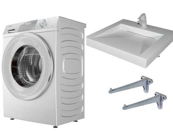 Стиральная машина Haier HW60-BP10929B с раковиной Берта55, белый ...