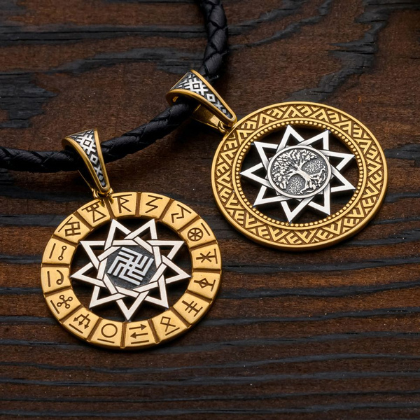 Чертог Вепря и Дерево Жизни, серебро 925 и позолота, оберег Славянский ...