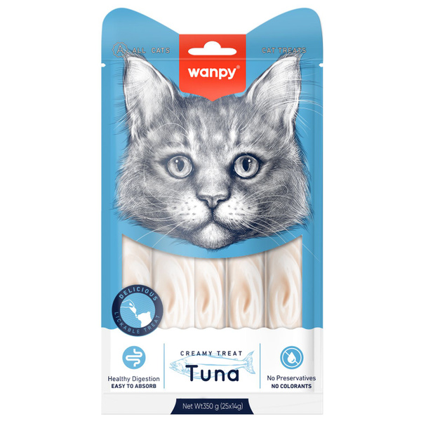 Wanpy Cat Лакомство для кошек "нежное пюре" из тунца 25 шт х14 г ...