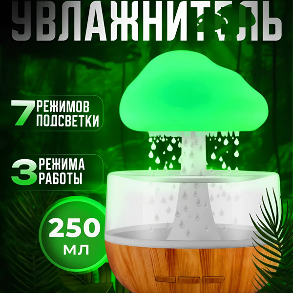 HomeClub Увлажнитель воздуха ,ночник с эффектом дождя,гриб с подсветкой ...