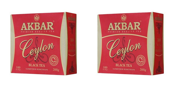 Akbar Чай черный в пакетиках Цейлон, 100 штук по 2 г, 2 уп - купить с ...