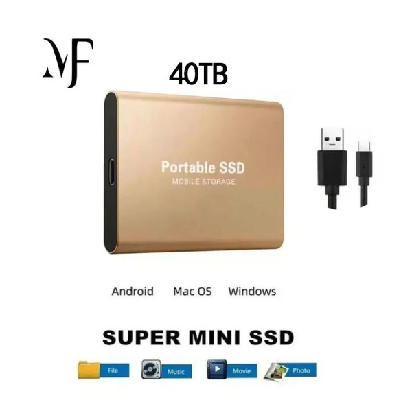 Мобильный жесткий диск емкостью 40ТБ портативный SSD жесткий диск для ...