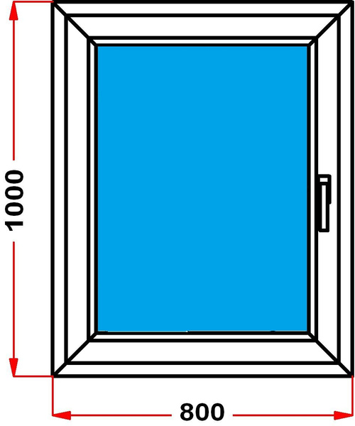 Окно из профиля Grunder 60 мм (1000 x 800) , с поворотно-откидной ...