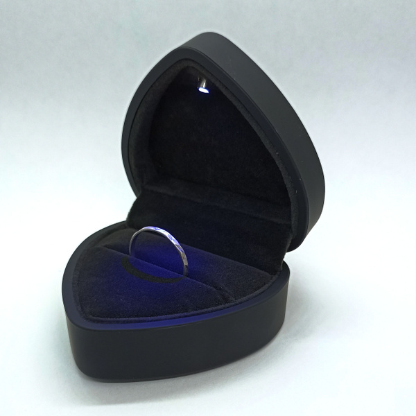 Футляр для кольца, с яркой подсветкой LED, подарочная коробочка черное ...