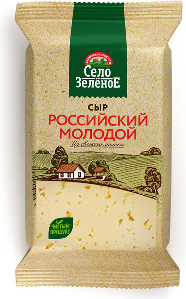 Сыр Российский 50% Село Зеленое, 200 г - купить с доставкой по выгодным ...
