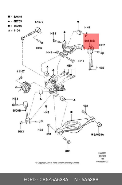 Характеристики Ford Сайлентблок, арт. CB5Z5A638A, 1 шт. подробное ...