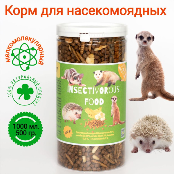 Корм для насекомоядных, ежей, поссумов, сурикатов, опоссумов, енотов ...