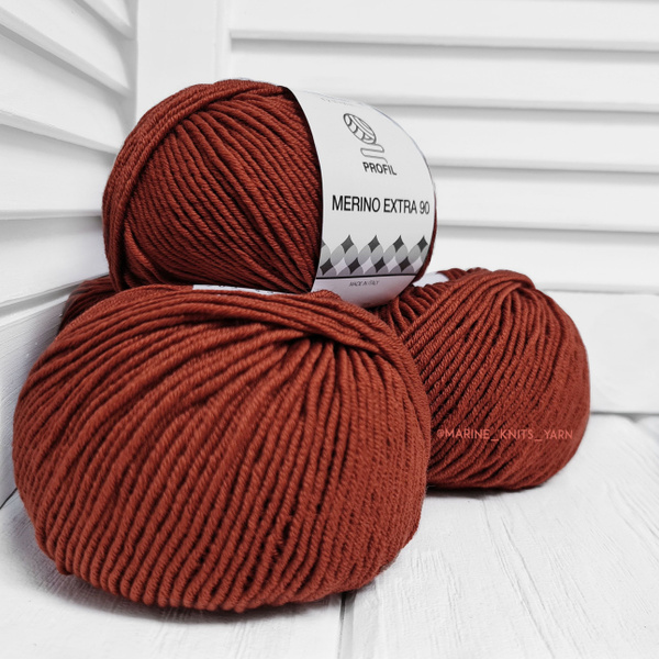 Пряжа мериносовая шерсть Profil - Merino Extra 90 (203 - терракот), 90м ...