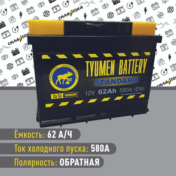 Аккумулятор автомобильный Тюменский аккумуляторный завод TUMEN62R ...