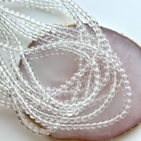 Бусины круглые 4мм, 100 шт (стекло, прозрачные) / Бусины для браслетов ...