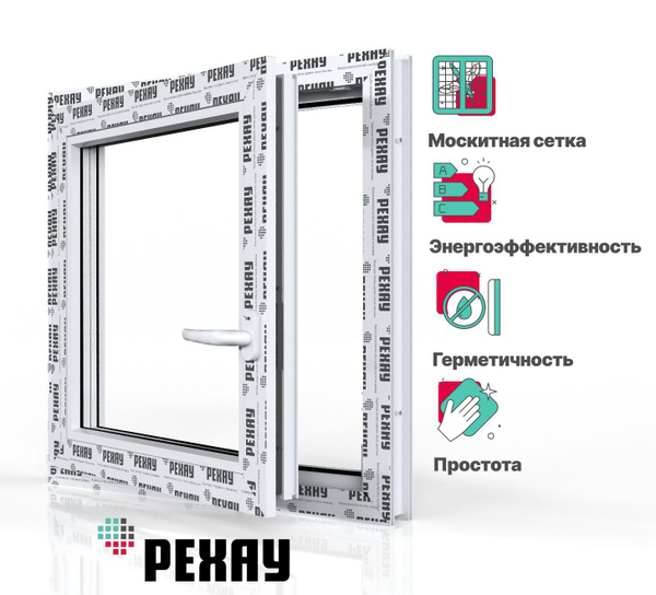 Пластиковое окно ПВХ + москитная сетка РЕХАУ DELIGHT профиль 70 мм ...