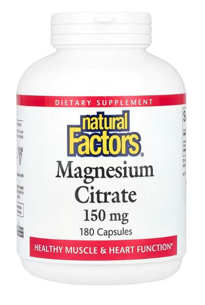 Natural Factors, цитрат магния, 150 мг, 180 капсул - купить с доставкой ...