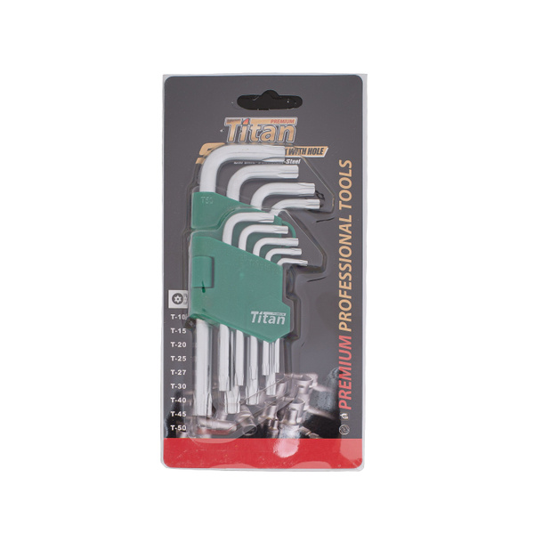 Ключи имбусовые, звездочки Torx 9шт. (T10-T50) малый набор, TITAN ...