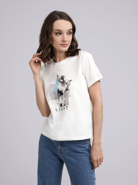 Футболка CLEVER WEAR, размер 46, цвет белый муар, 100% хлопок - купить ...