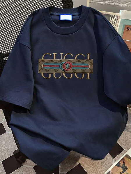 Футболка Gucci, размер 48, цвет темно-голубой, 棉花 - купить по выгодной ...