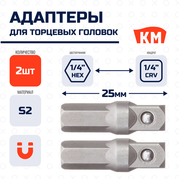 Характеристики Адаптер-переходник для шуруповерта под торцевые головки ...