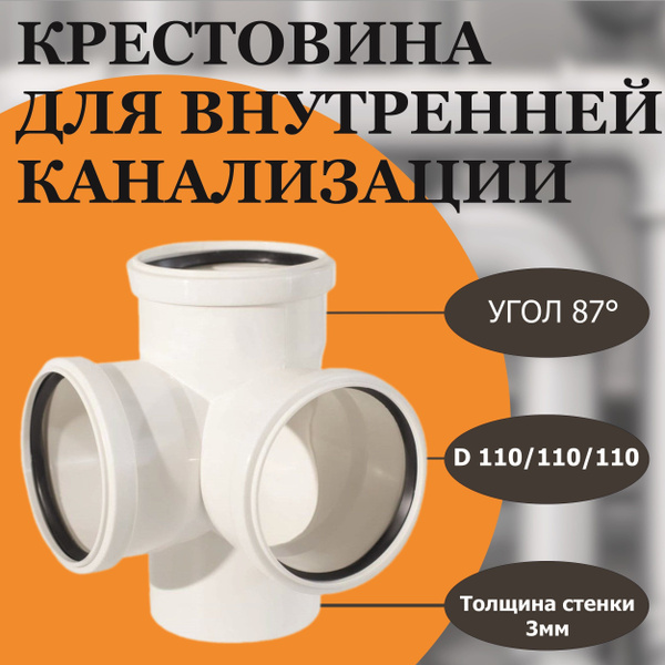 Крестовина 110/110/110 угол 87, 2-х плоскостная для внутренней ...