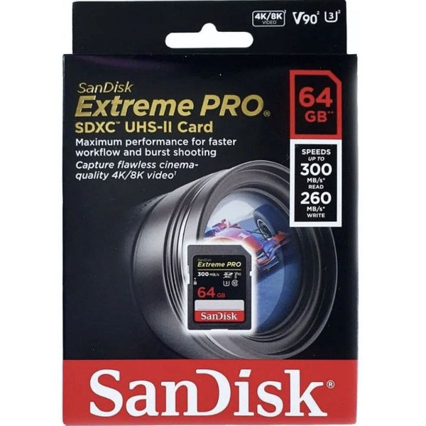 Карта памяти SanDisk Extreme PRO 64GB 300/260MB/s Class 10 UHS-II ...