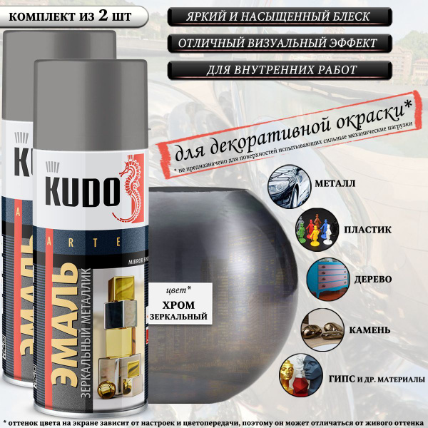 Характеристики Краска универсальная KUDO "MIRROR FINISH", хром ...