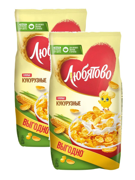 Готовый завтрак Любятово хлопья кукурузные, 600 г х 2 шт - купить с ...