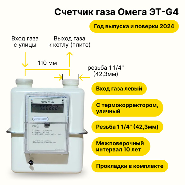 ОМЕГА ЭТ G4 УЛИЧНЫЙ с электронным термокорректором Газдевайс (вход газа ...