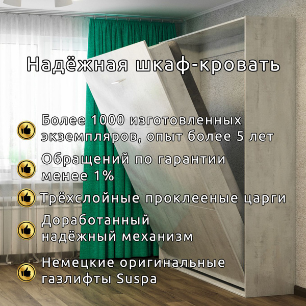 Шкаф-кровать Кровать-трансформер со спальным местом 160х200 см - купить ...