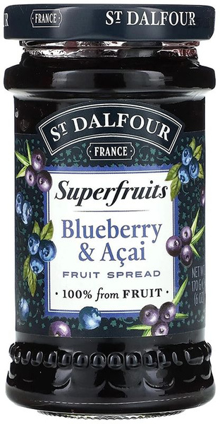 Джем St.Dalfour БЕЗ САХАРА черничный с ягодами асаи Superfruits 170 гр ...