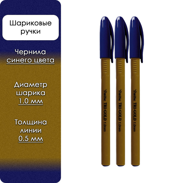 Ручки шариковые синие (3 ручки в упаковке) - купить с доставкой по ...