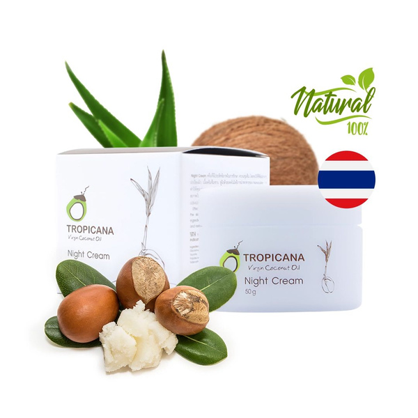 Тайский ночной крем для лица Tropicana с маслами кокоса, ши ...