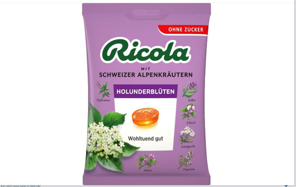Ricola Конфеты-леденцы Рикола c бузиной , тимьяном альпийским, 75 г ...