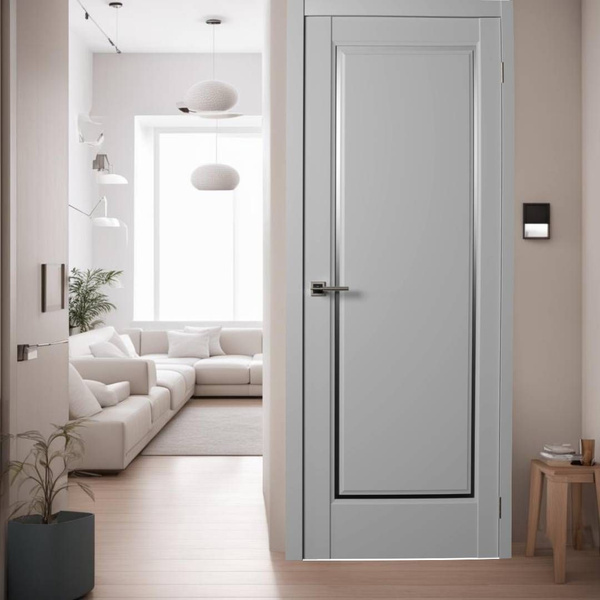 Межкомнатная дверь Flight 1 серый 600х2000 (комплект с погонажом ...