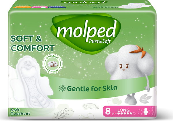 Прокладки гигиенические Molped / Молпед Pure&Soft Super с крылышками, 5 ...