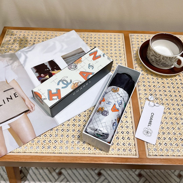 Зонт Chanel, 5 сложений, белый, черный купить по низкой цене в интернет ...