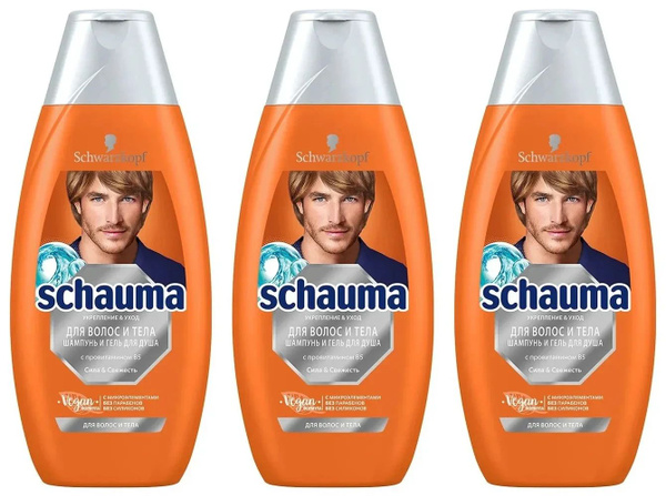 Schauma Шампунь для волос и тела, сила и свежесть, мужской, 380 мл - 3 ...
