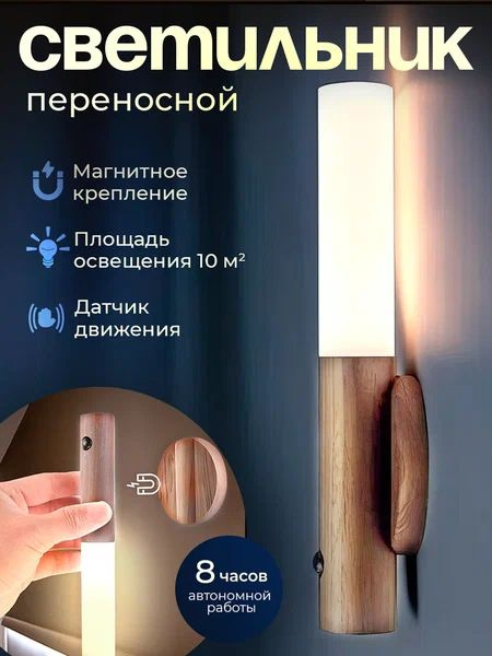 НочникPABK storeБеспроводной умный светильник с датчиком движения и ...