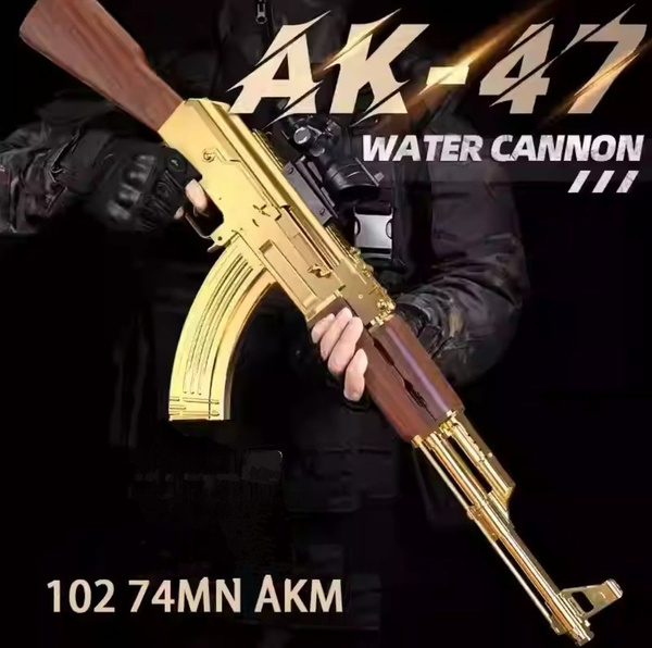 Детский автомат ак-47 игрушечное оружие золотой калаш с мягкими пулями ...