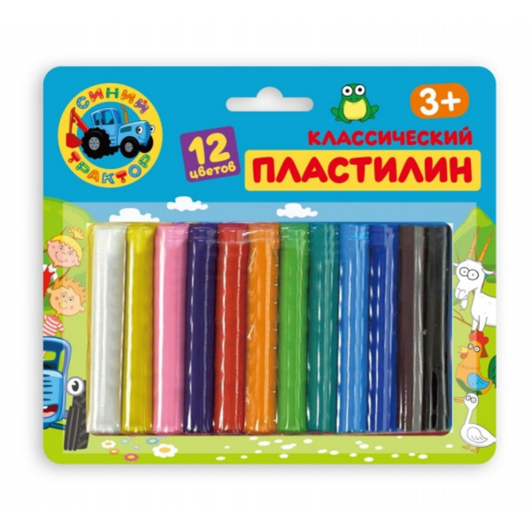 MultiArt. Пластилин "Синий трактор" 12 цв. на блистере, арт.MCB-12-BT ...
