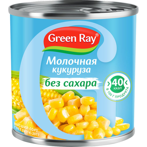 Кукуруза GREEN RAY молодая без сахара, 340г - купить с доставкой по ...