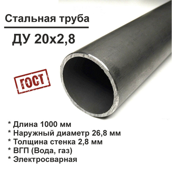 Стальная труба 20х2,8 мм. Длина 1000 мм (1 м.) - купить с доставкой по ...
